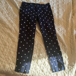 Old navy blue with white polka dots